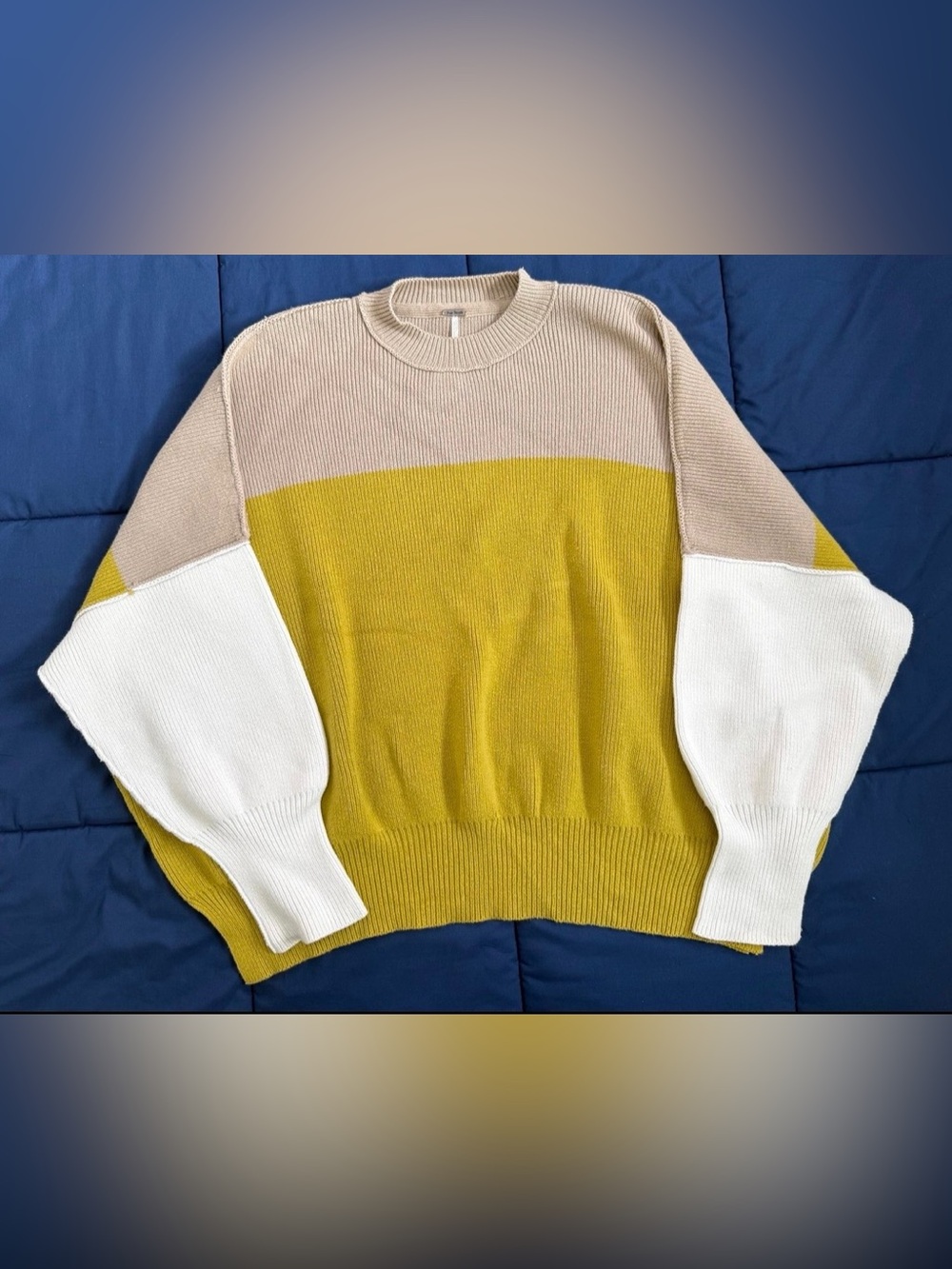 Free People Easy Street Colorblock Sweater Green - Medium